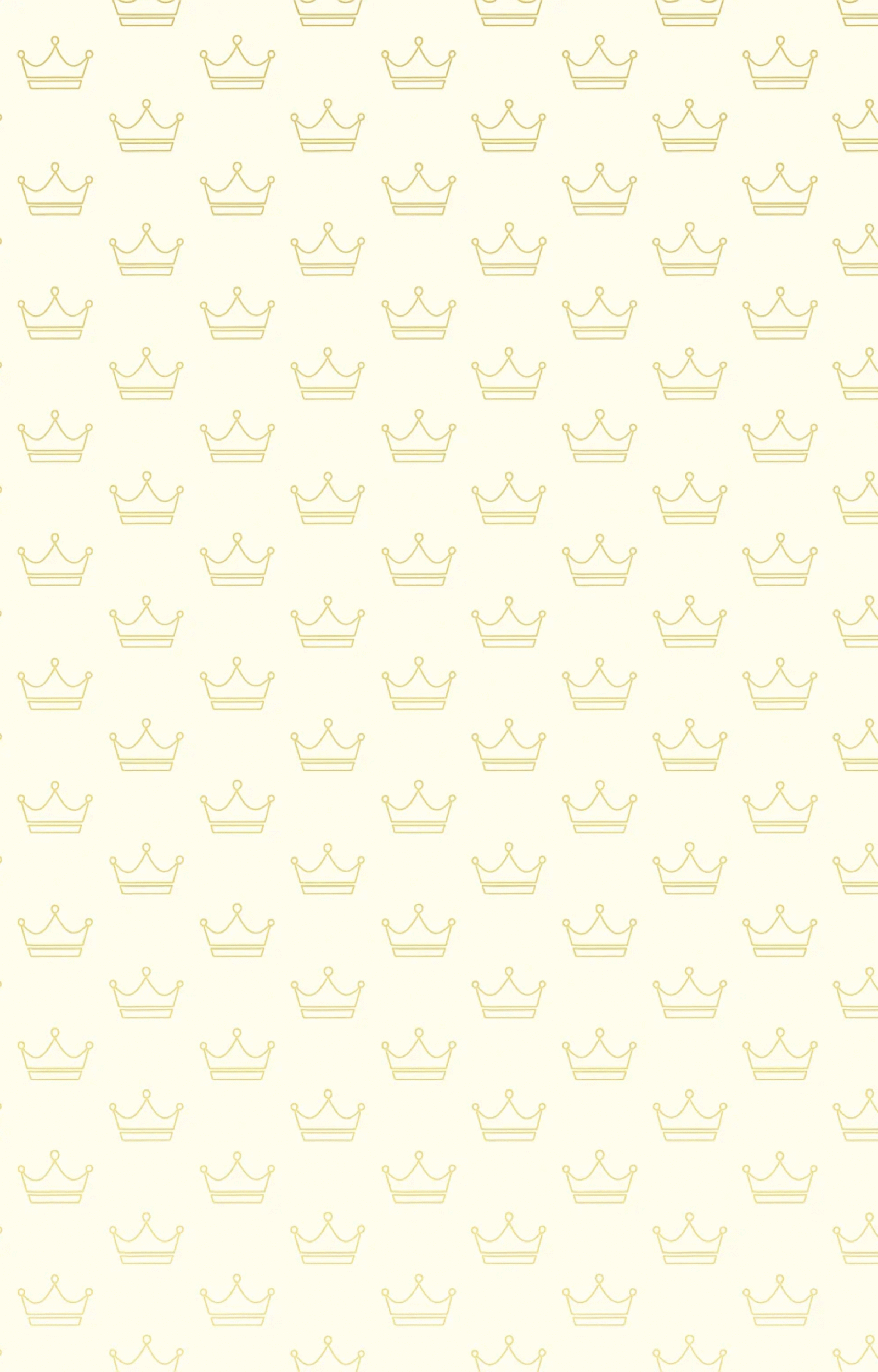 Vertical repeating light gold crown outline pattern on ivory background for TMCE blog posts.