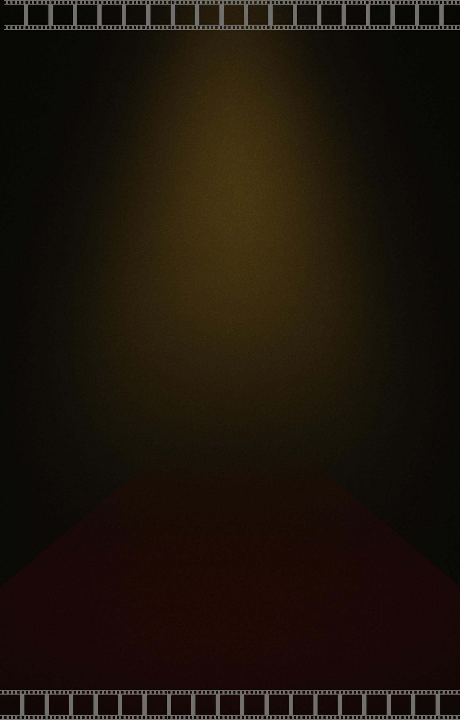 Golden spotlight shining on a red carpet with filmstrip borders — cinematic background for OscarObsessedADHD.
