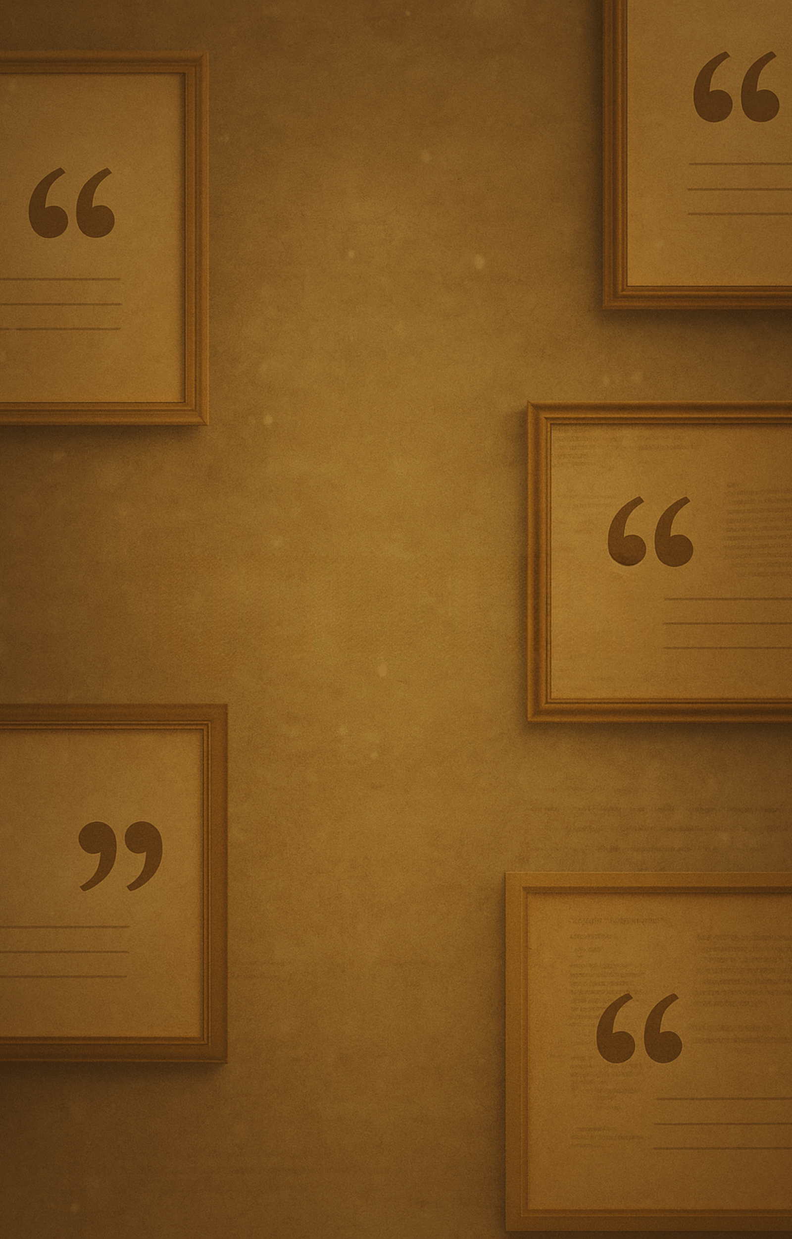 Framed quote marks on a sepia-toned wall background, designed for cinematic or emotional quote placement