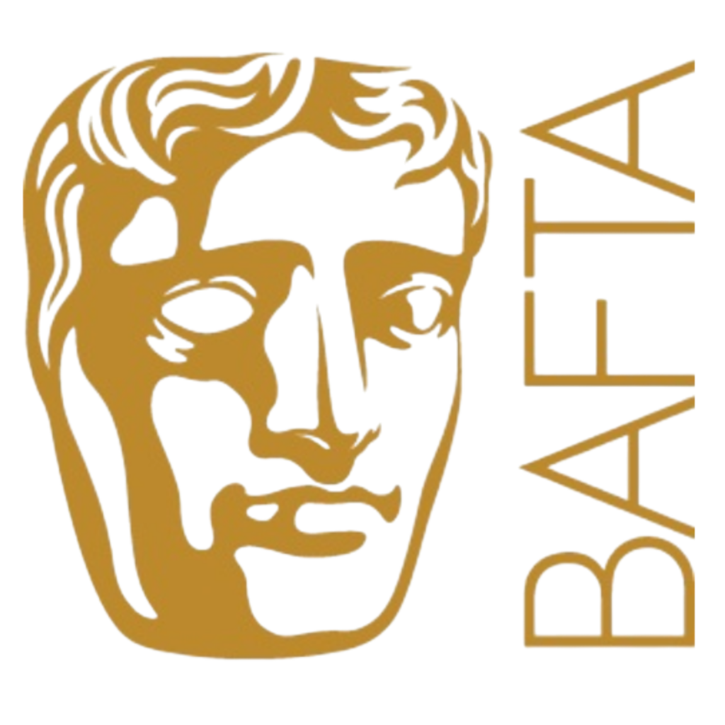 BAFTA Mask with BAFTA vertical text logo - transparent background